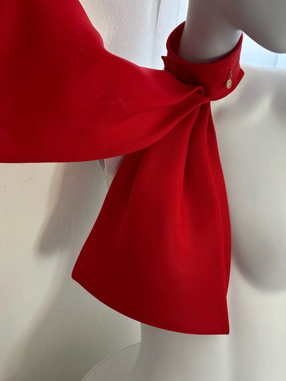 Dior Silk Gazar Collar Bow Scarf Faille in Dramatic Red